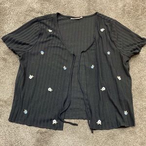 Black comfortable cropped cover up